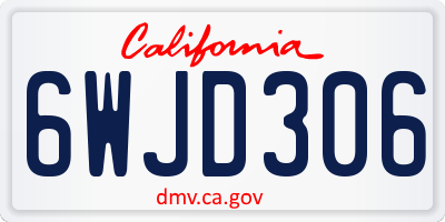 CA license plate 6WJD306