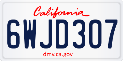 CA license plate 6WJD307