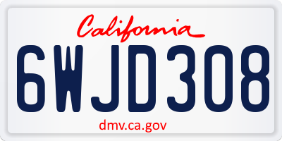 CA license plate 6WJD308