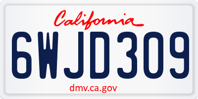 CA license plate 6WJD309