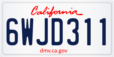 CA license plate 6WJD311