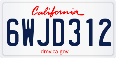 CA license plate 6WJD312