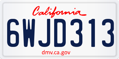 CA license plate 6WJD313