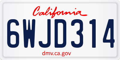 CA license plate 6WJD314