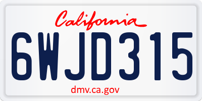 CA license plate 6WJD315