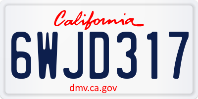 CA license plate 6WJD317