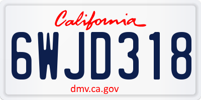 CA license plate 6WJD318