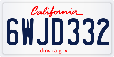 CA license plate 6WJD332