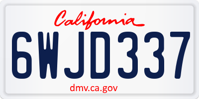 CA license plate 6WJD337