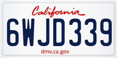 CA license plate 6WJD339