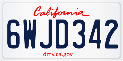CA license plate 6WJD342