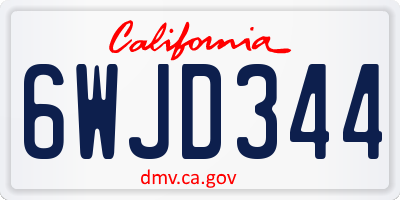 CA license plate 6WJD344