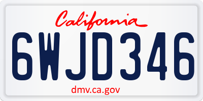 CA license plate 6WJD346
