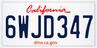 CA license plate 6WJD347
