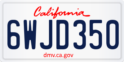 CA license plate 6WJD350