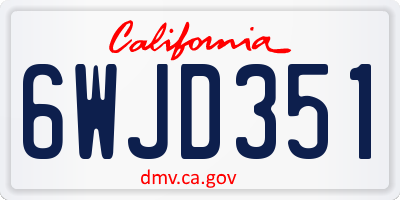CA license plate 6WJD351