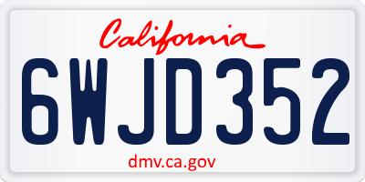CA license plate 6WJD352