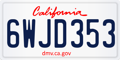 CA license plate 6WJD353