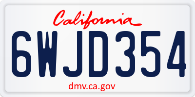 CA license plate 6WJD354