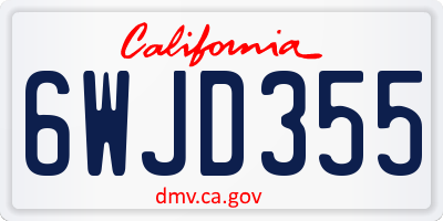 CA license plate 6WJD355