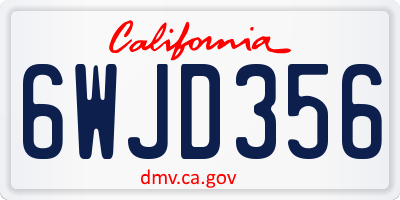 CA license plate 6WJD356