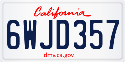 CA license plate 6WJD357