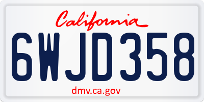 CA license plate 6WJD358
