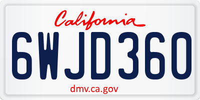 CA license plate 6WJD360