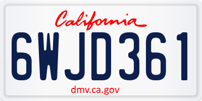CA license plate 6WJD361