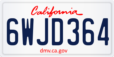 CA license plate 6WJD364