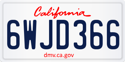 CA license plate 6WJD366