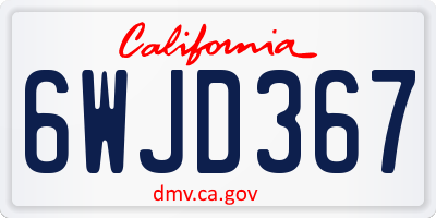 CA license plate 6WJD367