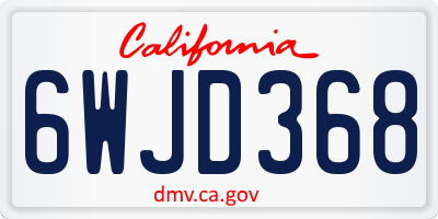 CA license plate 6WJD368