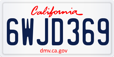 CA license plate 6WJD369