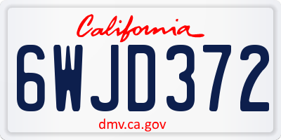 CA license plate 6WJD372
