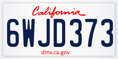 CA license plate 6WJD373