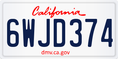 CA license plate 6WJD374
