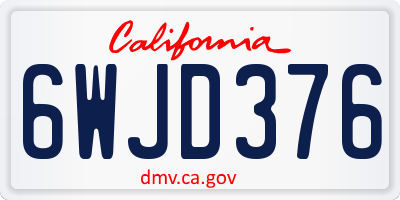 CA license plate 6WJD376