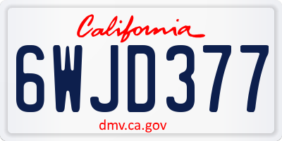 CA license plate 6WJD377
