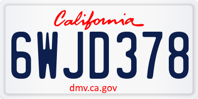 CA license plate 6WJD378