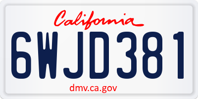 CA license plate 6WJD381