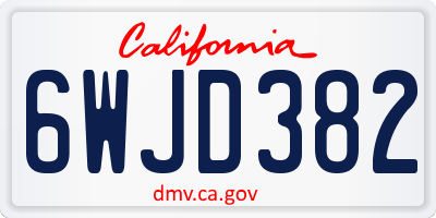 CA license plate 6WJD382