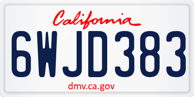 CA license plate 6WJD383