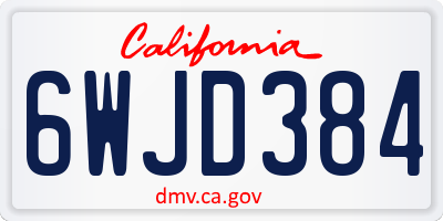 CA license plate 6WJD384
