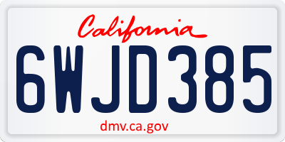 CA license plate 6WJD385