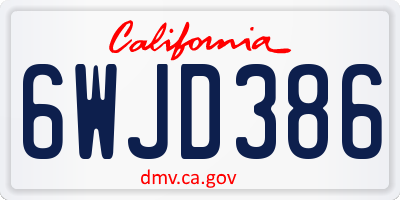CA license plate 6WJD386
