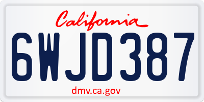 CA license plate 6WJD387