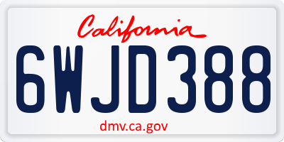 CA license plate 6WJD388
