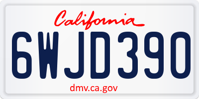 CA license plate 6WJD390