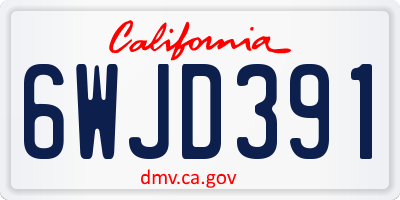 CA license plate 6WJD391
